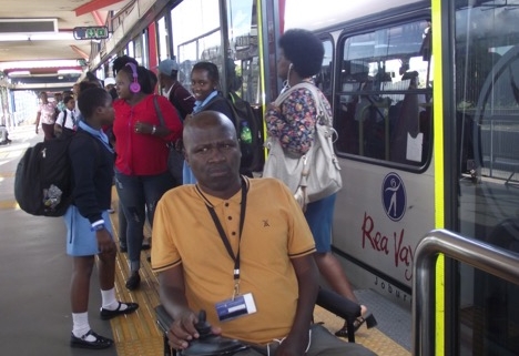 Disabled commuter using Rapid Bus Transit | Pioneer Transport